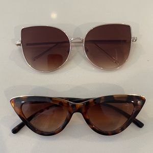 Cat eye tortoise and teardrop gold frame oversized sunglasses